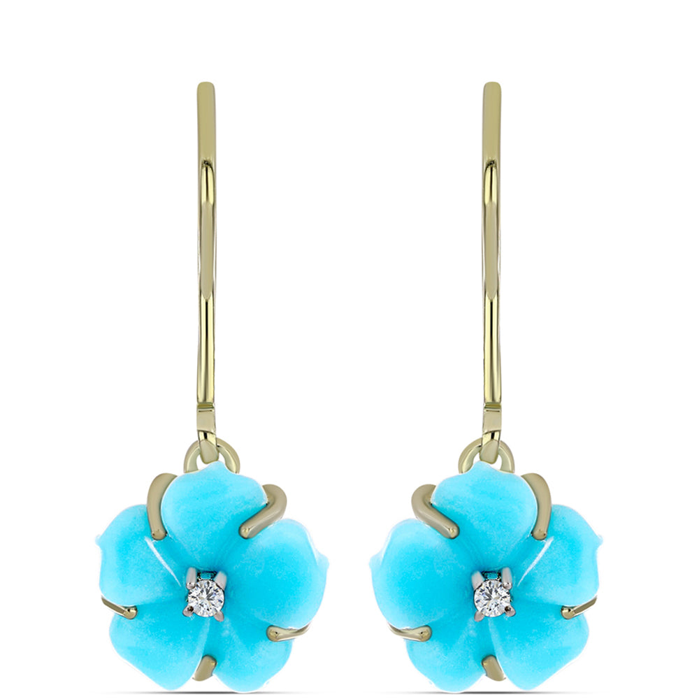 Pozlátené Strieborné Náušnice s so Sleeping Beauty Tyrkysom a Bielym Topásom