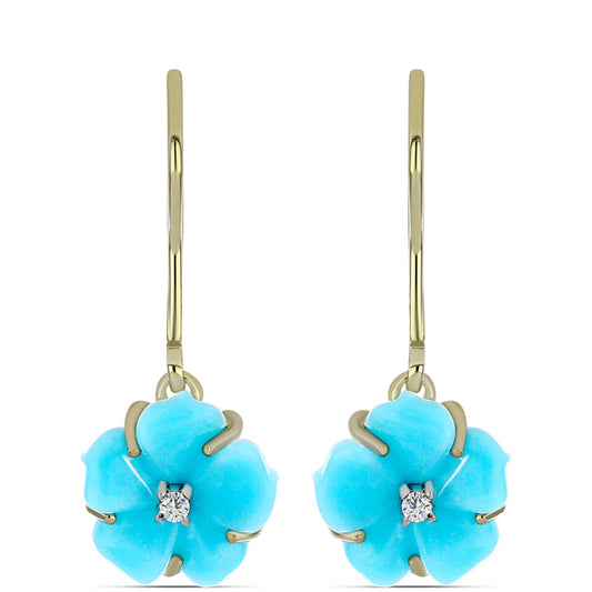 Pozlátené Strieborné Náušnice s so Sleeping Beauty Tyrkysom a Bielym Topásom