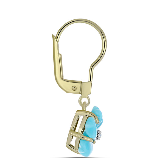 Pozlátené Strieborné Náušnice s so Sleeping Beauty Tyrkysom a Bielym Topásom