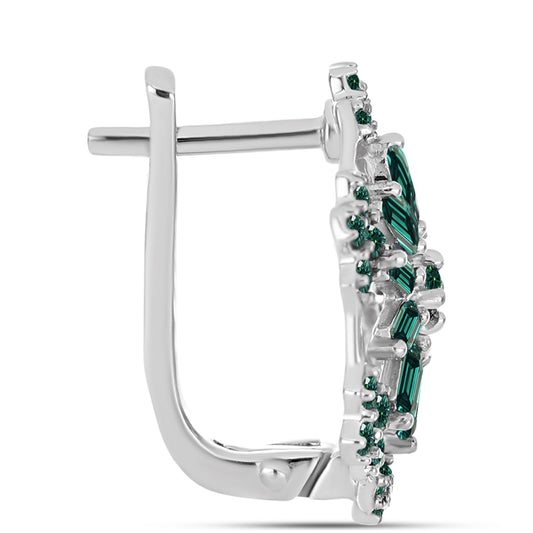 Strieborné Náušnice s Zelenkavý morsky modrý Moissanitom