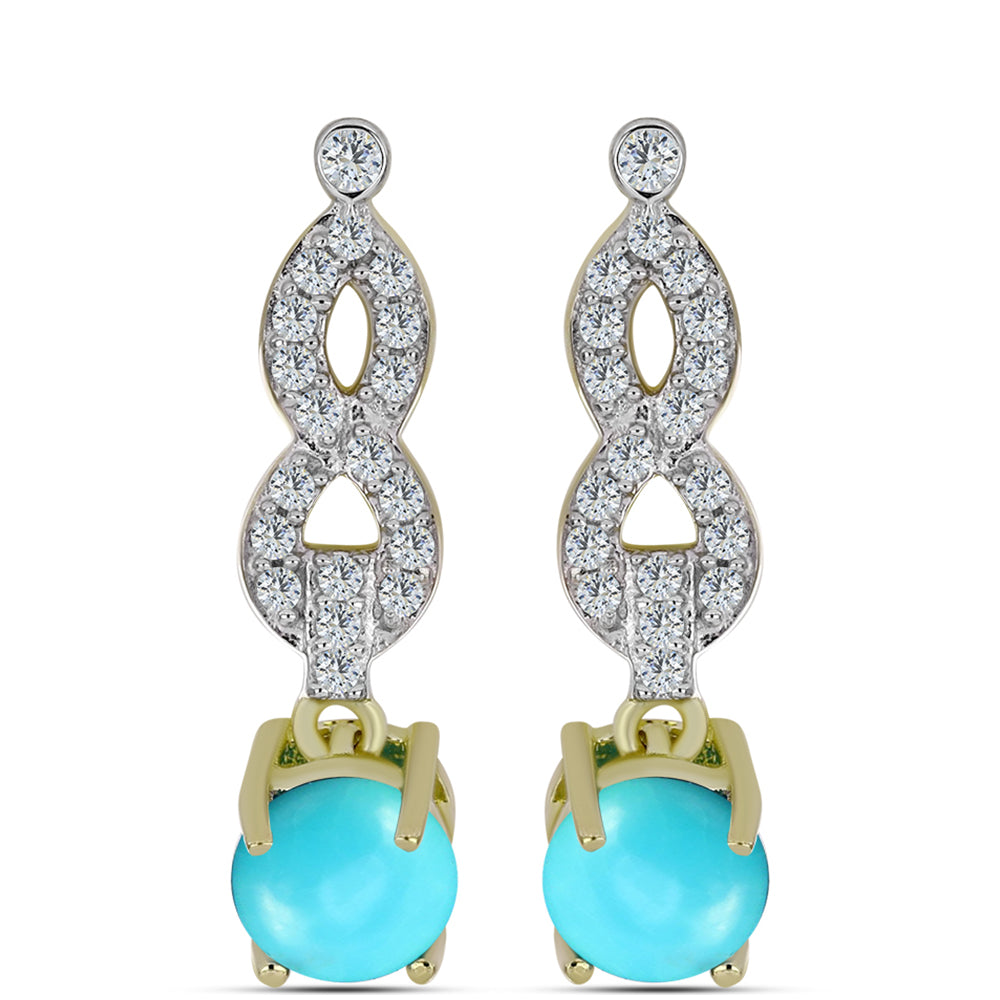 Pozlátené Strieborné Náušnice s so Sleeping Beauty Tyrkysom a Bielym Topásom