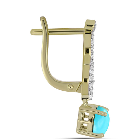 Pozlátené Strieborné Náušnice s so Sleeping Beauty Tyrkysom a Bielym Topásom