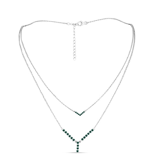Strieborný Náhrdelník s Zelenkavý morsky modrý Moissanitom