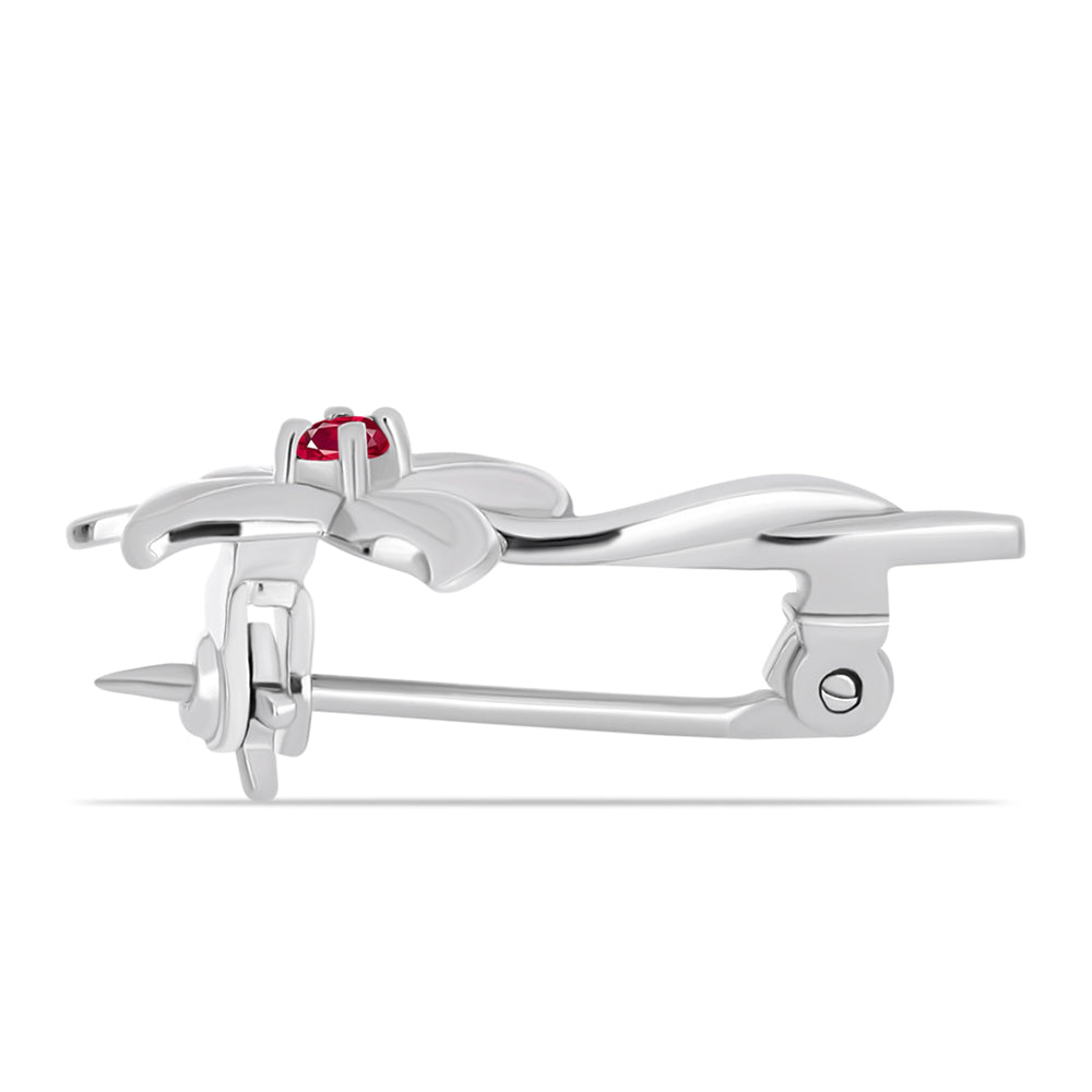 Strieborný Brošňa s Madagaskarským Rubínom 2 