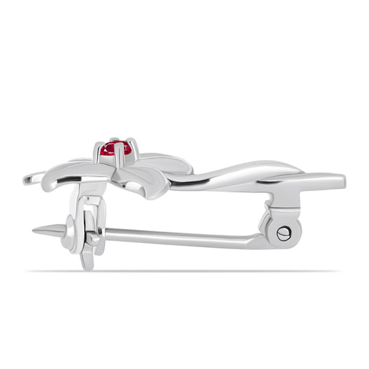 Strieborný Brošňa s Madagaskarským Rubínom