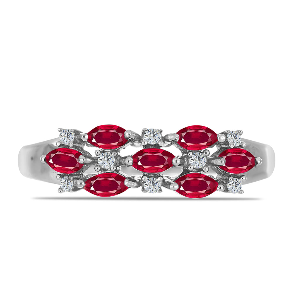 Strieborný Prsteň s Madagaskarským Rubínom a Bielym Topásom 1 