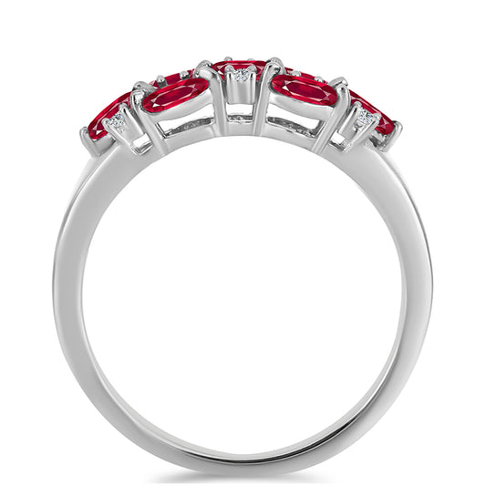 Strieborný Prsteň s Madagaskarským Rubínom a Bielym Topásom