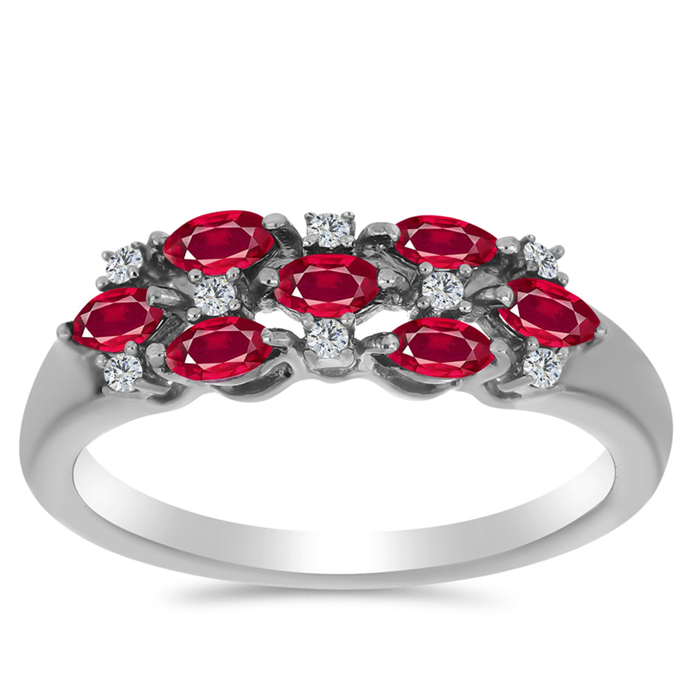 Strieborný Prsteň s Madagaskarským Rubínom a Bielym Topásom