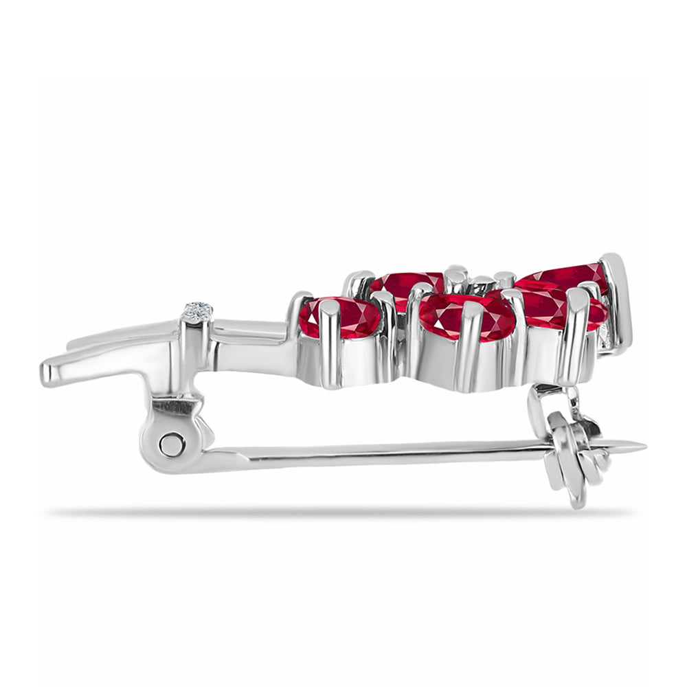 Strieborný Brošňa s Madagaskarským Rubínom a Bielym Topásom 2 