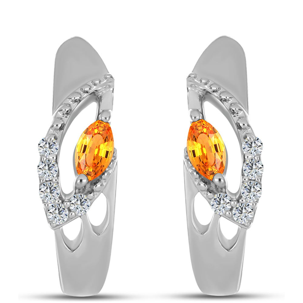 Strieborné Náušnice s Padparadscha Zafírom a Bielym Topásom 1 