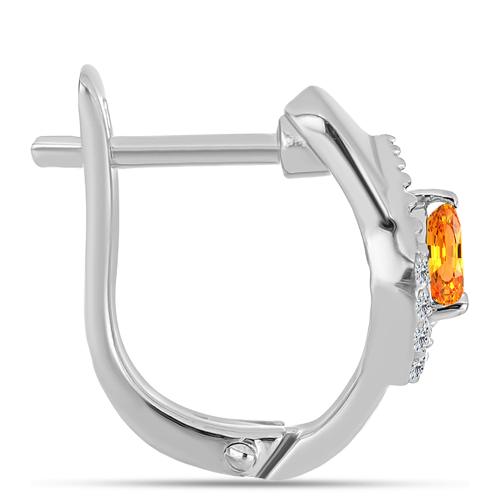 Strieborné Náušnice s Padparadscha Zafírom a Bielym Topásom 2 