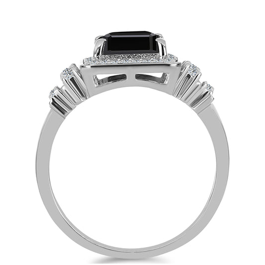 Strieborný Prsteň s Obsidianom a Bielym Topásom