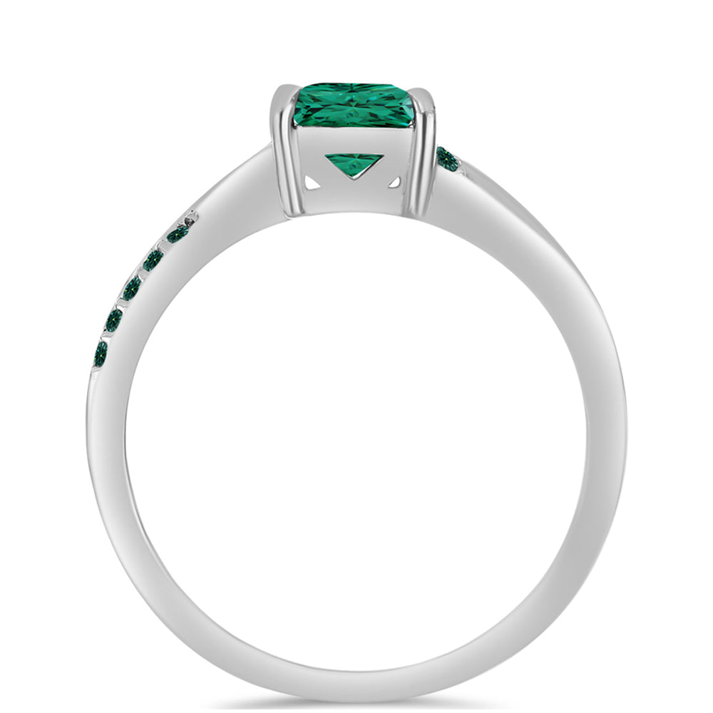 Strieborný Prsteň s Zelenkavý morsky modrý Moissanitom 2 