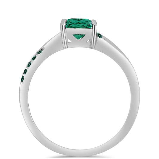 Strieborný Prsteň s Zelenkavý morsky modrý Moissanitom