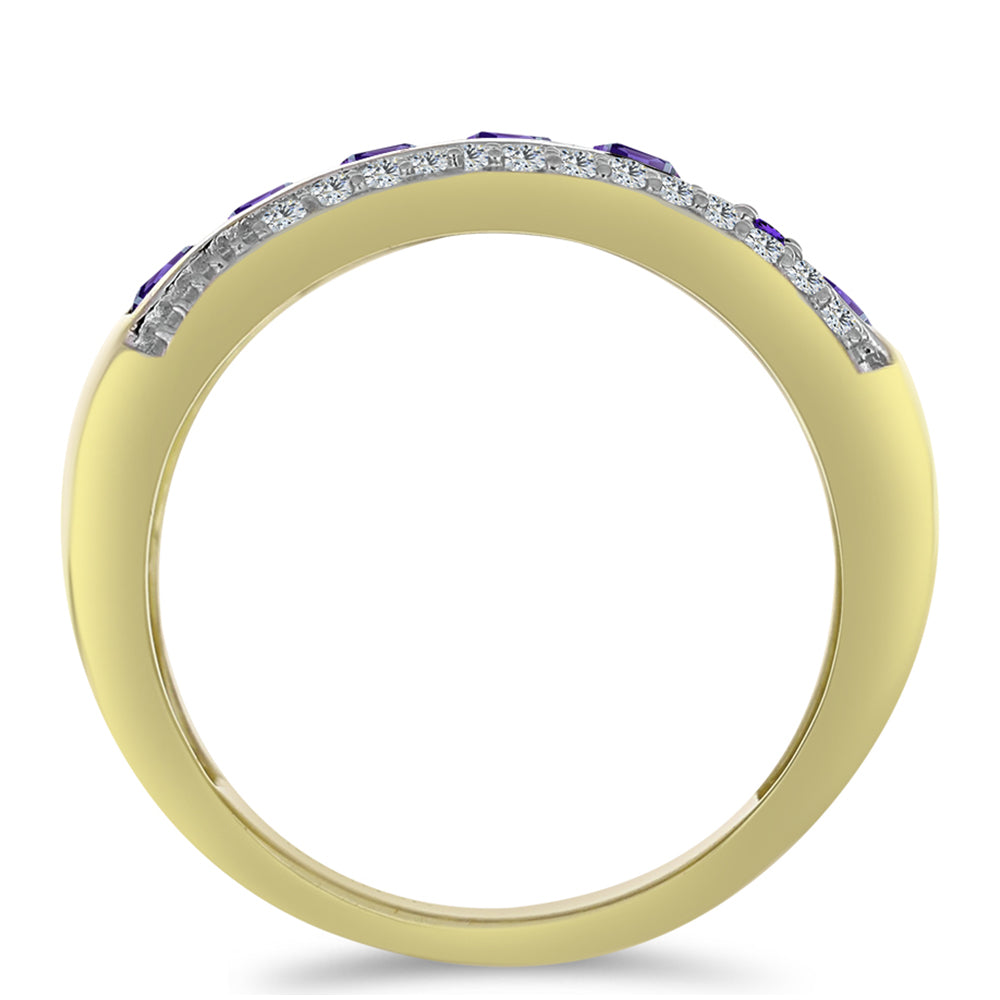 Pozlátený Strieborný Prsteň s Marockým Ametystom a Bielym Topásom 2 