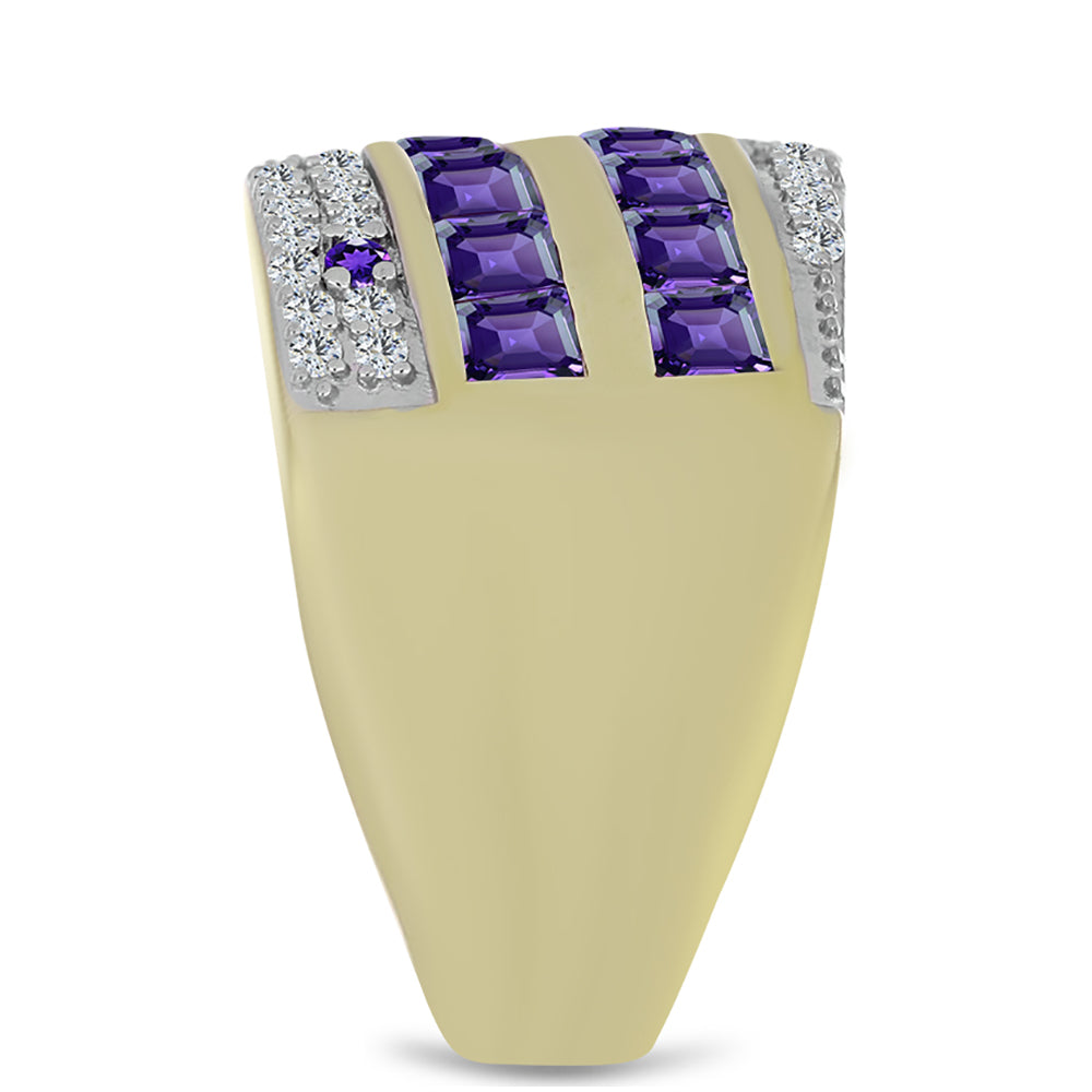 Pozlátený Strieborný Prsteň s Marockým Ametystom a Bielym Topásom 4 