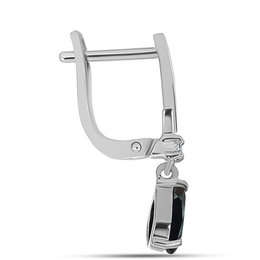 Strieborné Náušnice s Obsidianom a Bielym Topásom