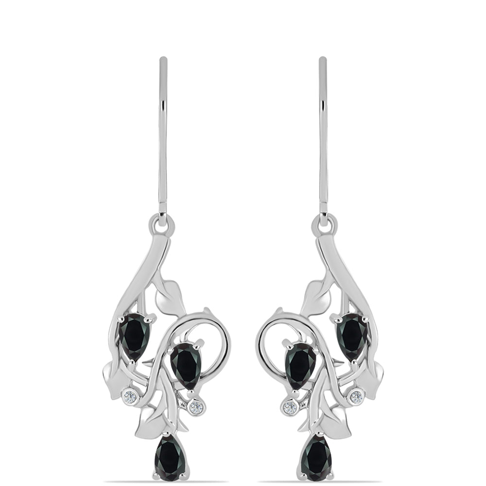 Strieborné Náušnice s Obsidianom a Bielym Topásom 1 