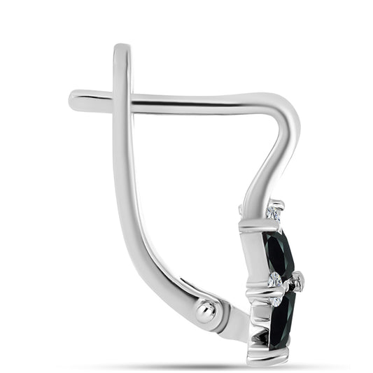 Strieborné Náušnice s Obsidianom a Bielym Topásom