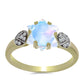 Pozlátený Strieborný Prsteň s Dúhovým Mesačným Kameňom a Bielym Topásom