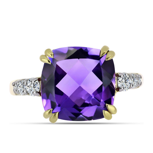 Pozlátený Strieborný Prsteň s Marockým Ametystom a Bielym Topásom