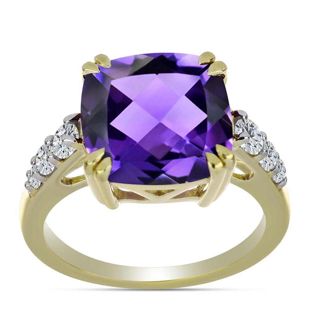 Pozlátený Strieborný Prsteň s Marockým Ametystom a Bielym Topásom 3 