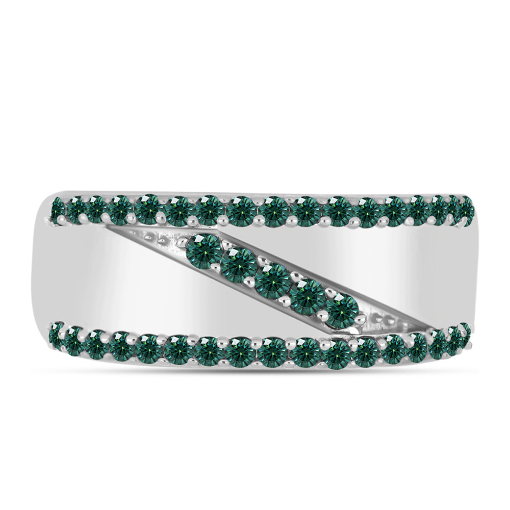 Strieborný Prsteň s Zelenkavý morsky modrý Moissanitom 1 