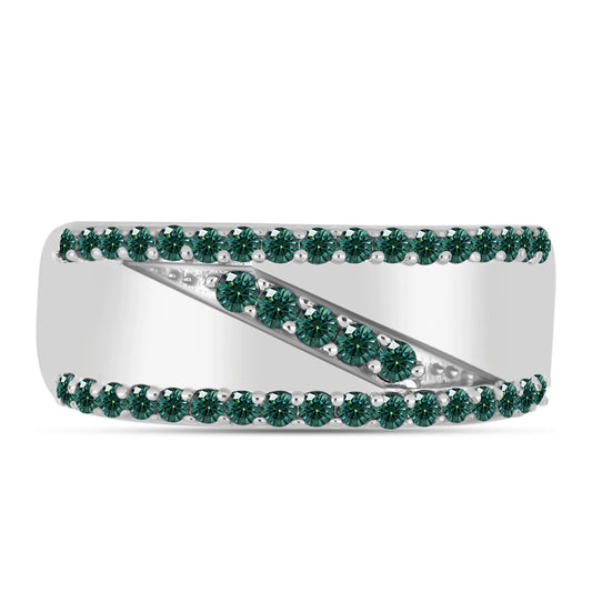 Strieborný Prsteň s Zelenkavý morsky modrý Moissanitom