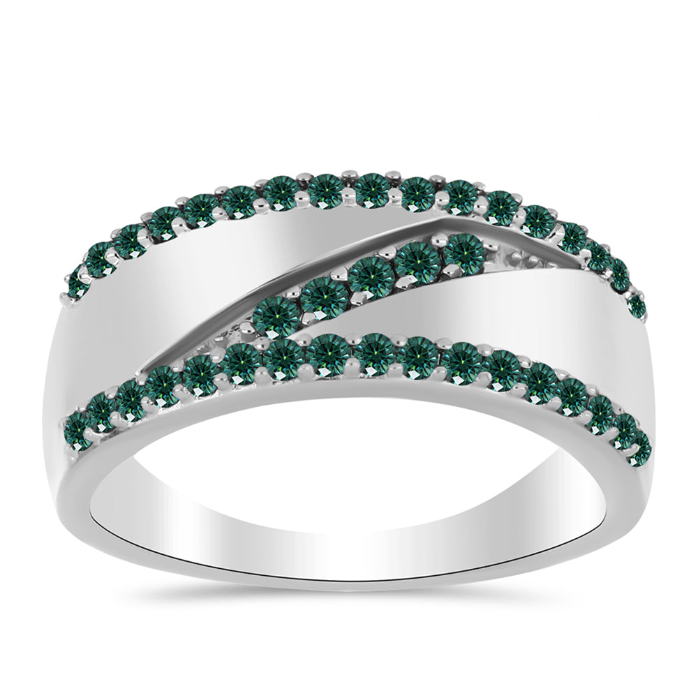 Strieborný Prsteň s Zelenkavý morsky modrý Moissanitom 3 