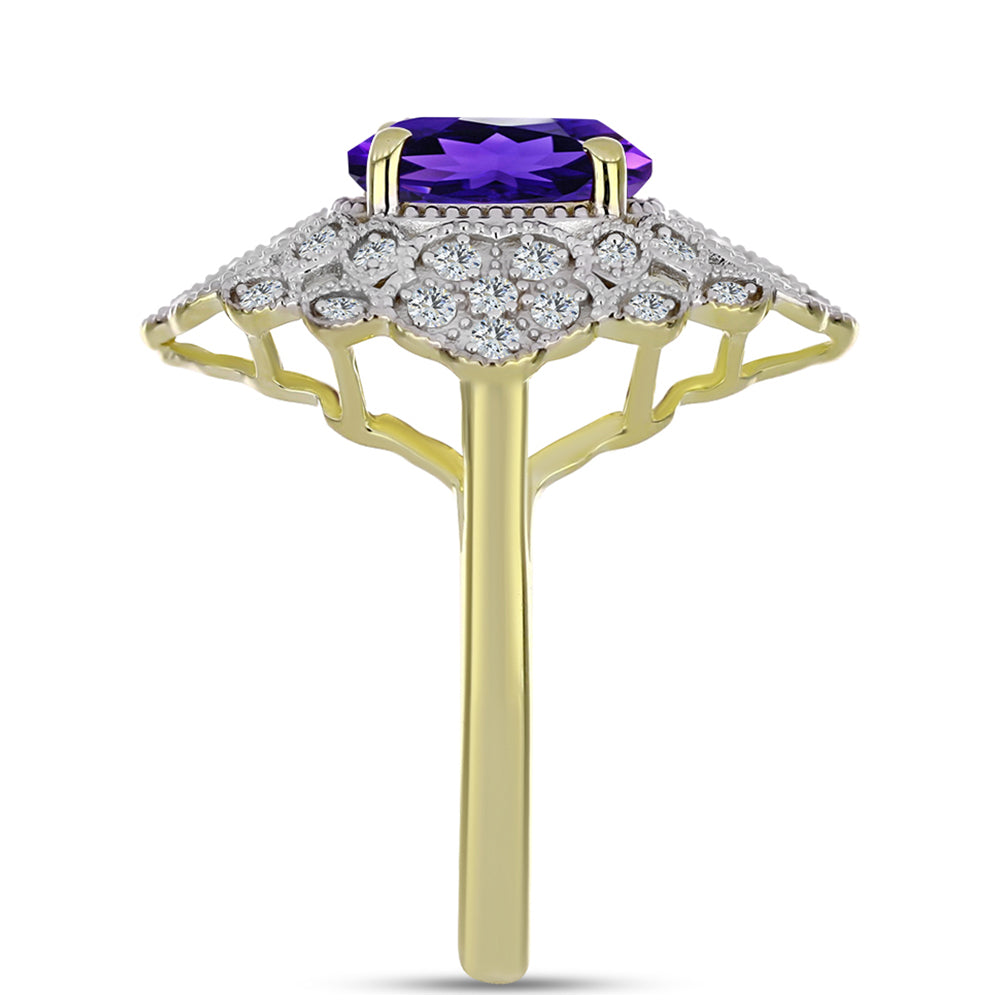 Pozlátený Strieborný Prsteň s Marockým Ametystom a Bielym Topásom 4 