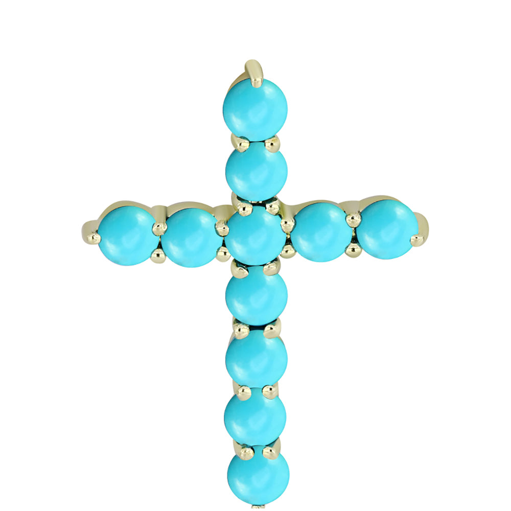 Kríž Pozlátený Strieborný Prívesok s so Sleeping Beauty Tyrkysom
