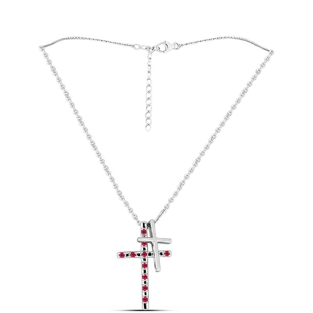 Kríž Strieborné Sada s Madagaskarským Rubínom ( Prívesok ) 1 