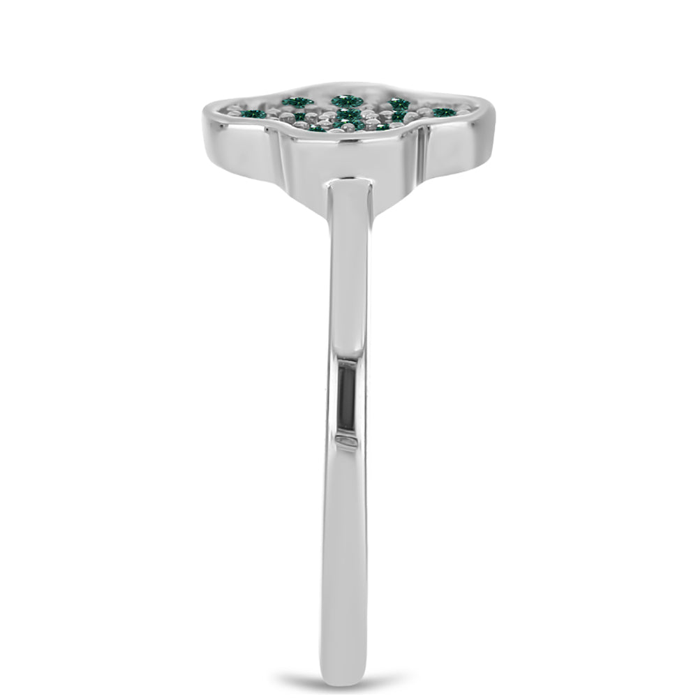 Strieborný Prsteň s Zelenkavý morsky modrý Moissanitom 4 