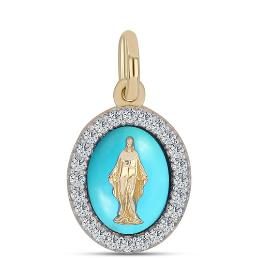 Pozlátený Strieborný Prívesok s so Sleeping Beauty Tyrkysom a Bielym Topásom