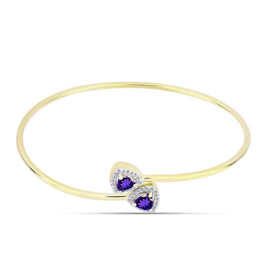 Pozlátený Strieborný Náramok s Marockým Ametystom a Bielym Topásom