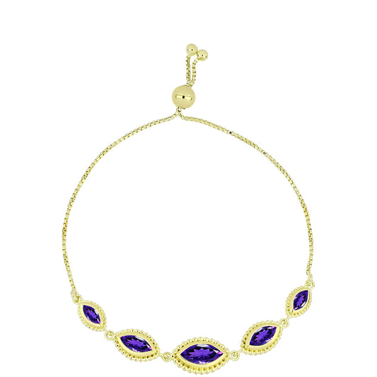 Pozlátený Strieborný Náramok s Marockým Ametystom