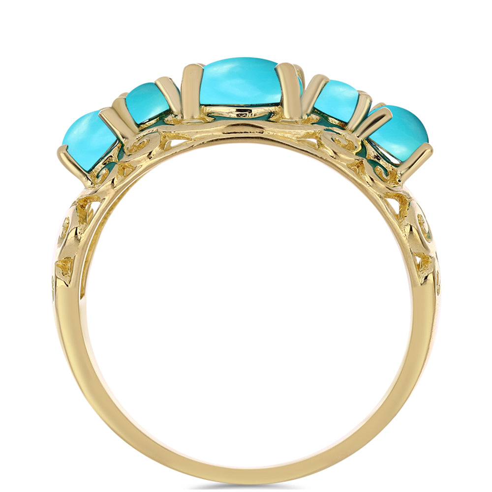 Pozlátený Strieborný Prsteň s so Sleeping Beauty Tyrkysom 2 