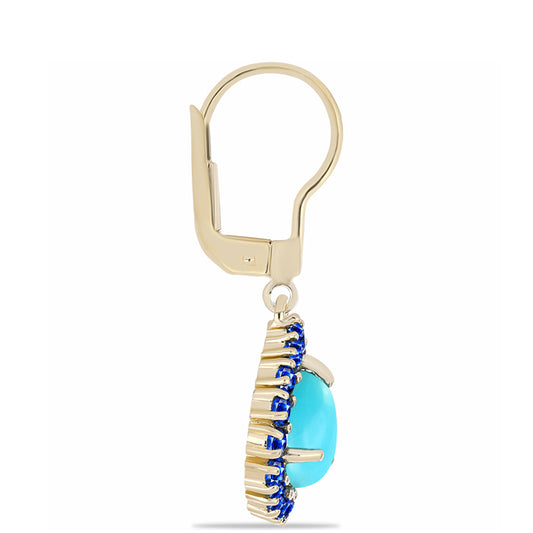 Pozlátené Strieborné Náušnice s so Sleeping Beauty Tyrkysom a Austrálskym Modrým Zafírom