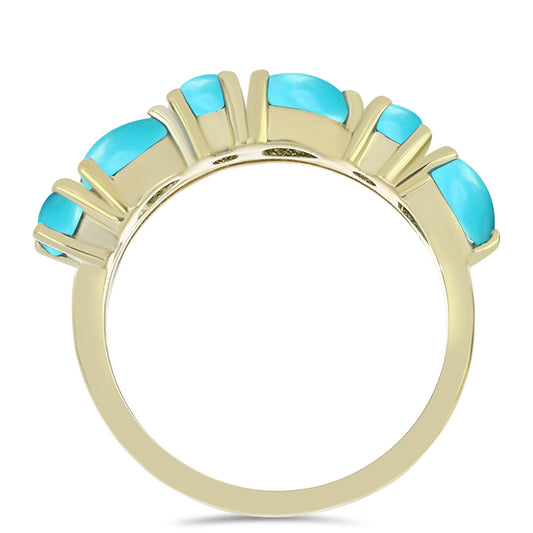 Pozlátený Strieborný Prsteň s so Sleeping Beauty Tyrkysom a Bielym Topásom