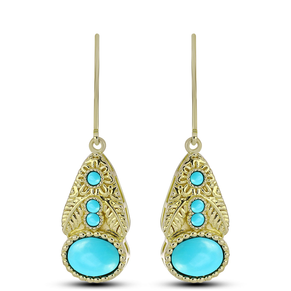 Pozlátené Strieborné Náušnice s so Sleeping Beauty Tyrkysom 1 