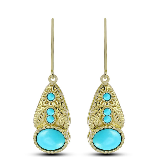 Pozlátené Strieborné Náušnice s so Sleeping Beauty Tyrkysom