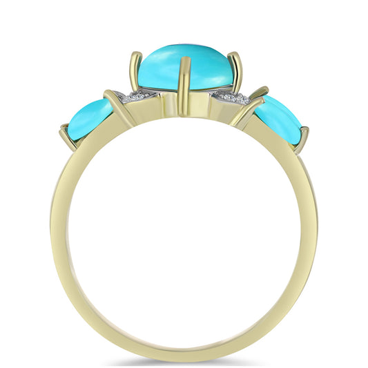 Pozlátený Strieborný Prsteň s so Sleeping Beauty Tyrkysom a Bielym Topásom