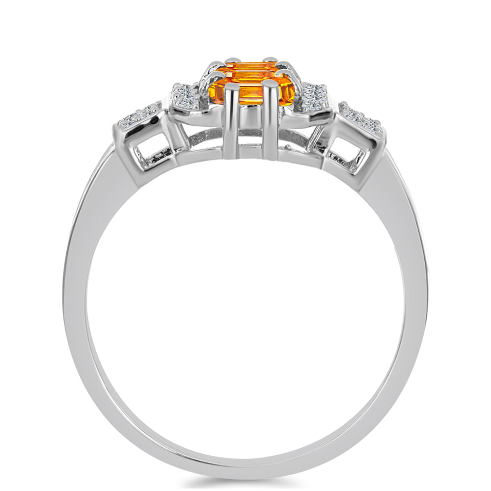 Strieborný Prsteň s Padparadscha Zafírom a Bielym Topásom