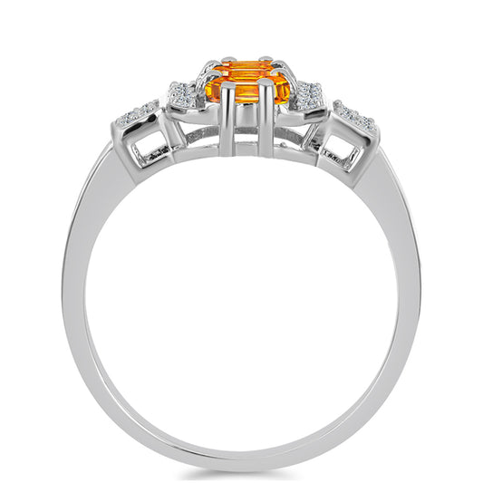 Strieborný Prsteň s Padparadscha Zafírom a Bielym Topásom