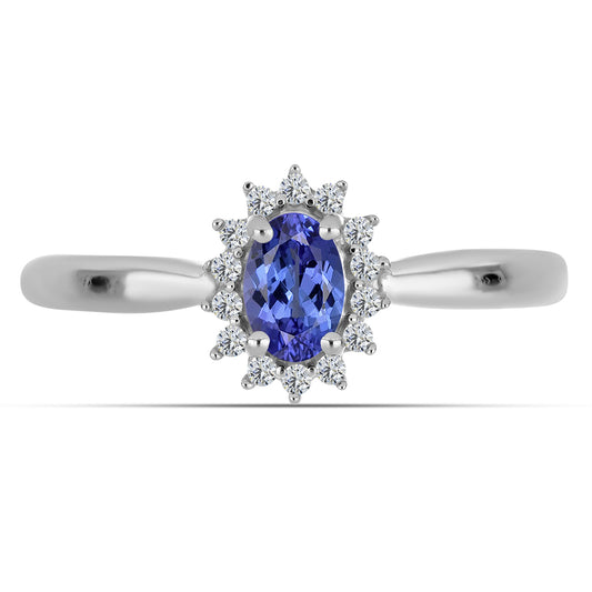 Strieborný Prsteň s AA Tanzanitom a Bielym Topásom