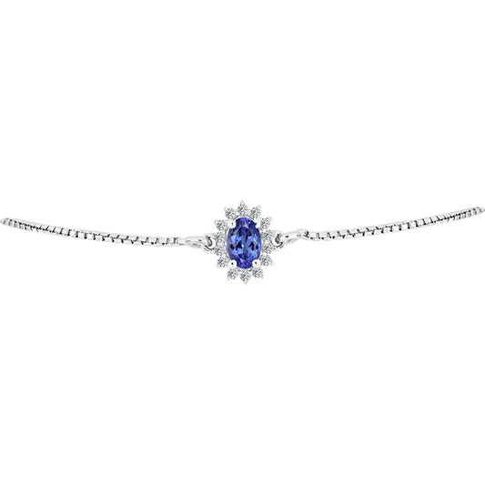 Strieborný Náramok s AA Tanzanitom a Bielym Topásom