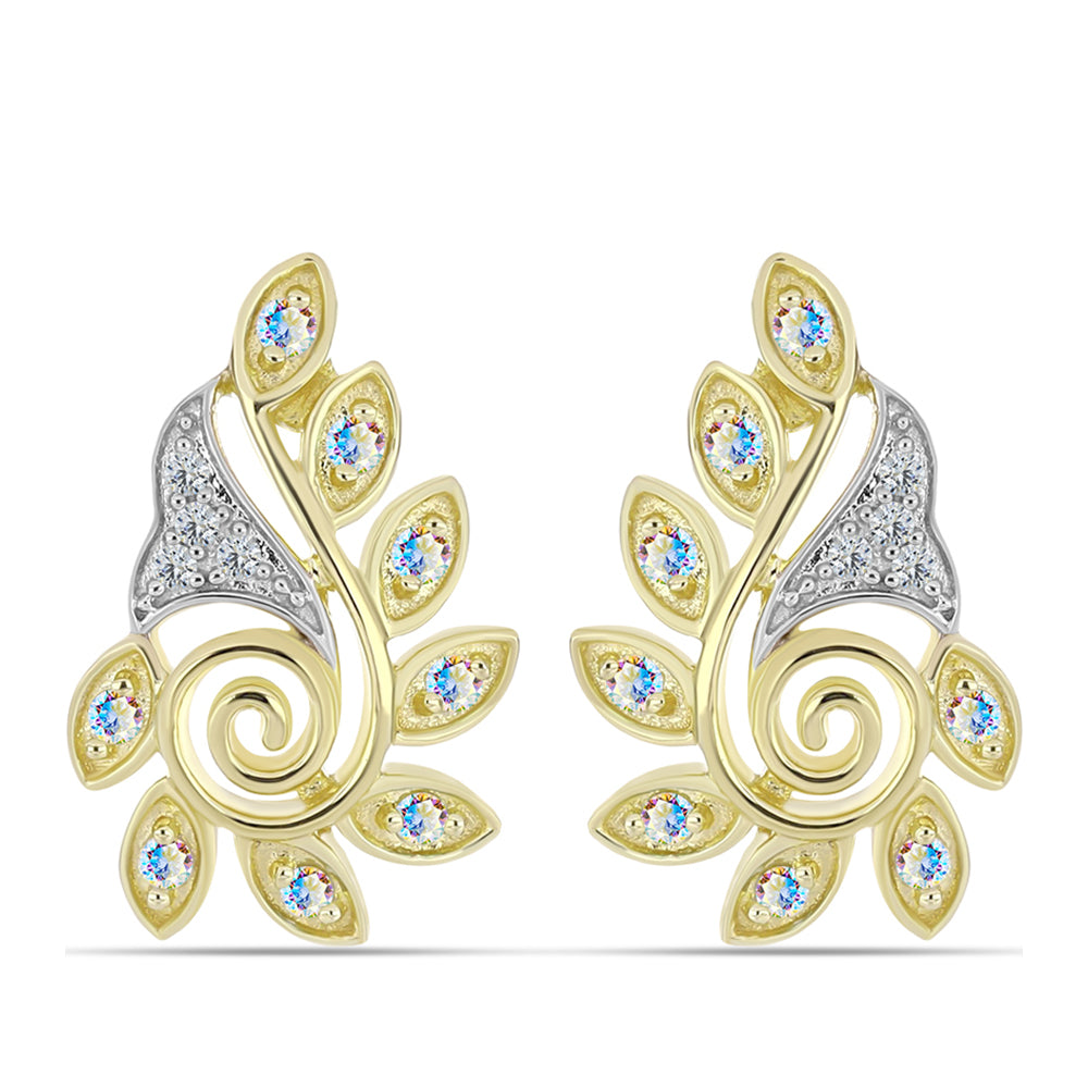 Pozlátené Strieborné Náušnice s Ľadovým Moissanitom a Bielym Topásom 1 