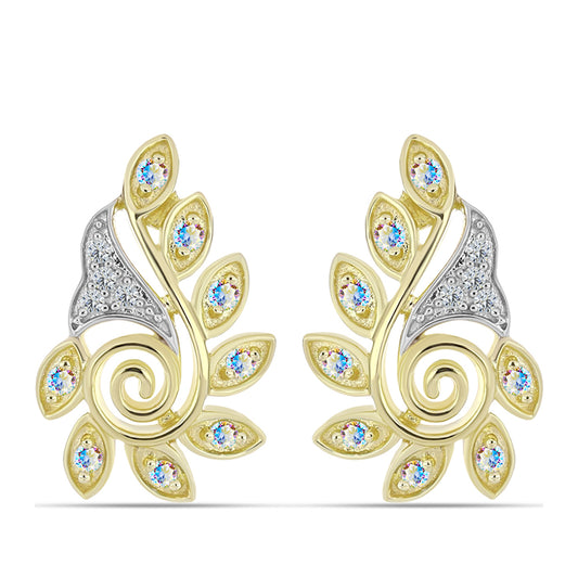 Pozlátené Strieborné Náušnice s Ľadovým Moissanitom a Bielym Topásom