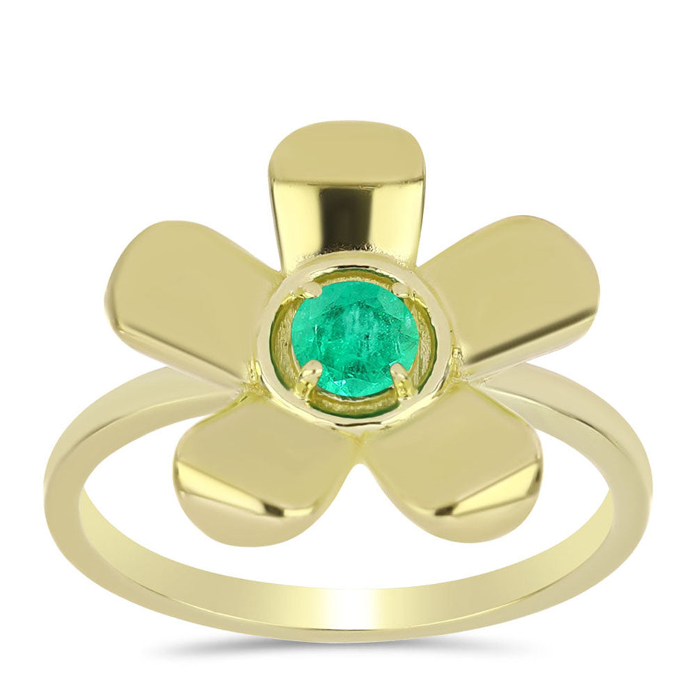 Pozlátený Strieborný Prsteň s Kolumbijským Smaragdom