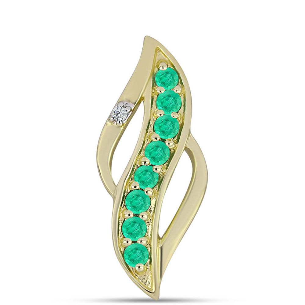 Pozlátený Strieborný Prívesok s Kolumbijským Smaragdom a Bielym Diamantom